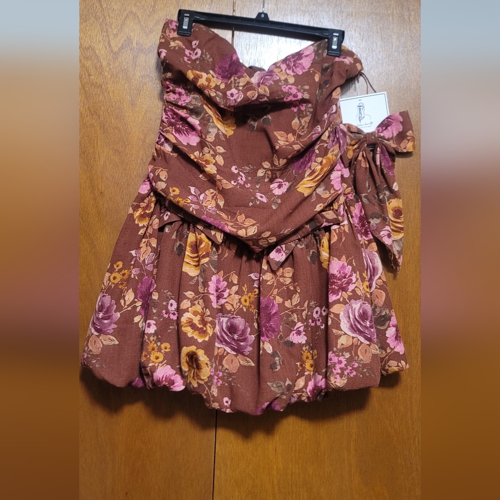 Jessica Simpson floral Strapless Dress with Bow